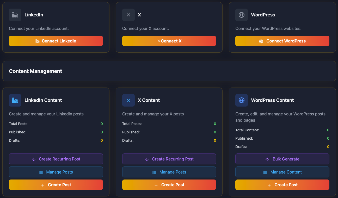 Content Generation UI screenshot